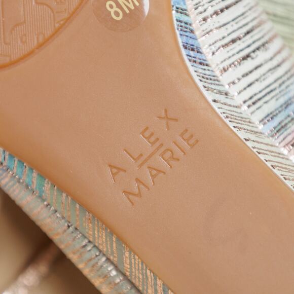 Alex Marie Rainbow Gold Metallic Peep Toe Wedges Womens Size 8 NEW - Picture 9 of 16